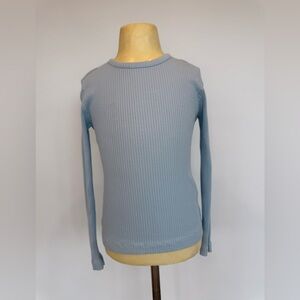 Zara Light Blue Ribbed Knit Top